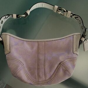 Coach Authentic Light Pink And White Coach Shoulder Bag Silver Hardware Used